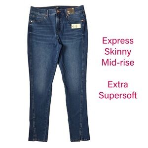 Express Split-Hem Skinny Mid-Rise Jeans – Size 10L – NWT